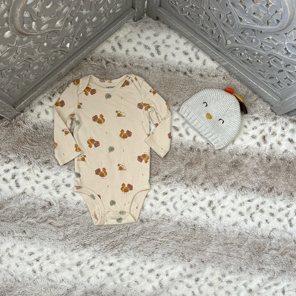 Carter’s Turkey pumpkin set unisex baby 6 months Thanksgiving holiday party fall
